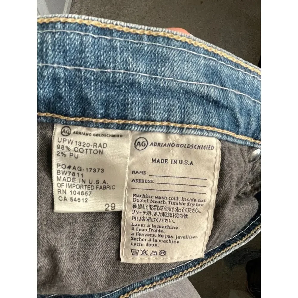 AG Adriano Goldschmied Women’s 29R Tomboy Crop Jeans Relaxed Straight Distressed